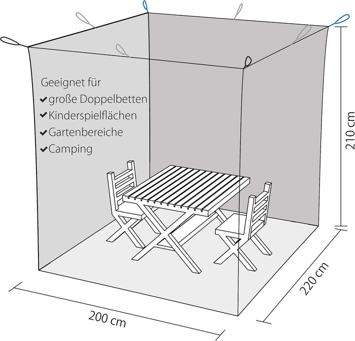 Outdoro Moskitonetz Kastenform inklusive Klebehaken für Reise und Zuhause - extra-gross für Doppelbe