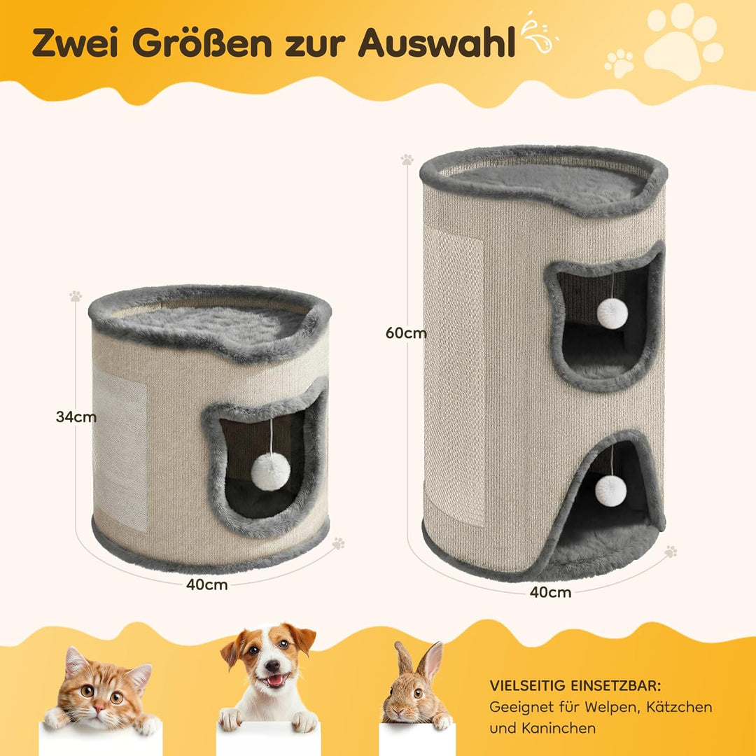 40x40x34cm Grosses Katzenhaus, belastbar 30 kg, Komfortables Katzenbett, Katzen Bettchen, Katzenhöhl