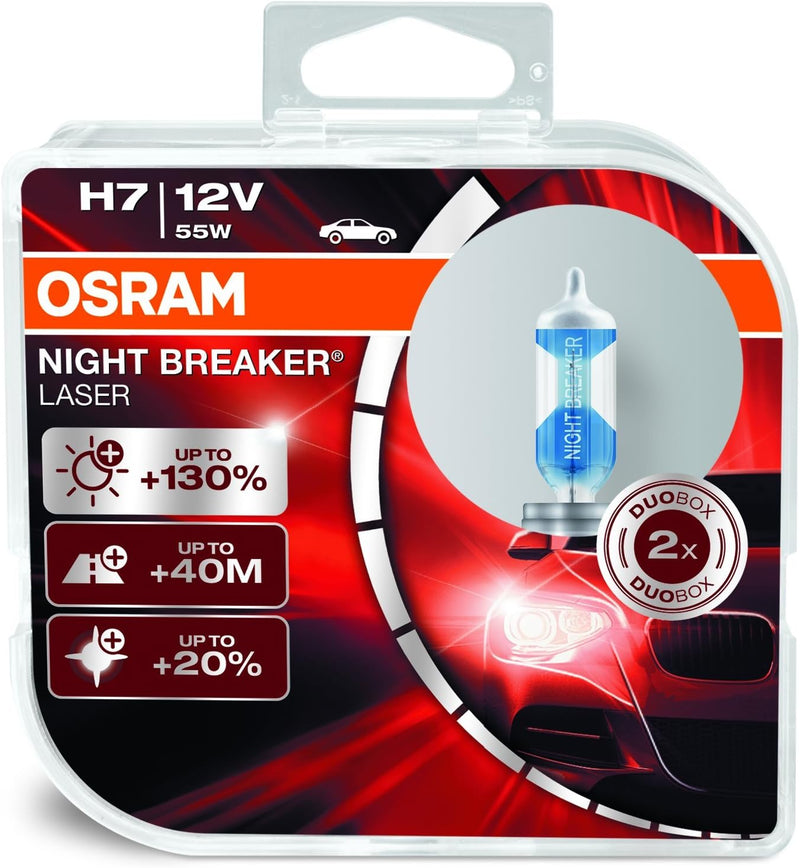 Osram 64210NBL-HCB Night Breaker Laser H7 Halogen Scheinwerferlampe, 12V, Duobox, 2 Stück, Duobox