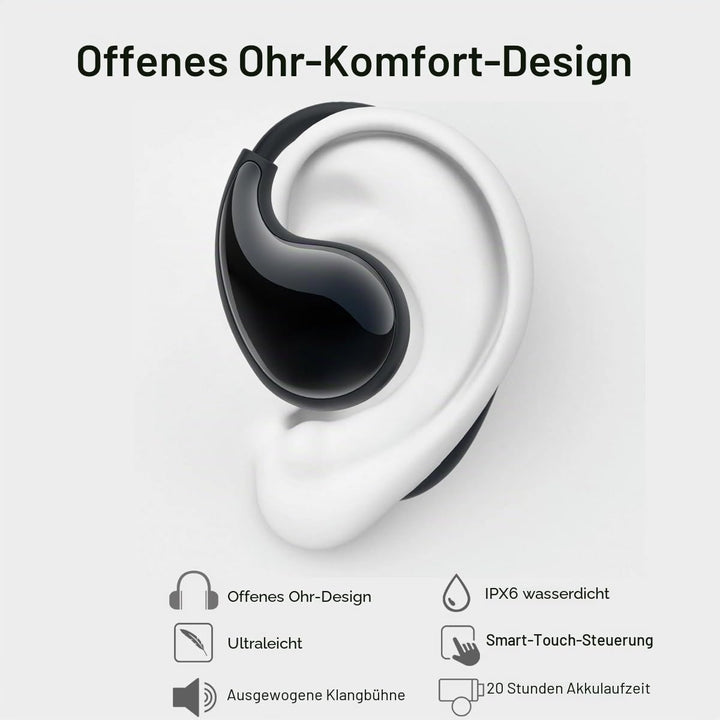 Snug 10 Open-Ear Sport Bluetooth-Ohrhörer – Ultraleichte kabellose Kopfhörer mit Ohrbügel, sicherer