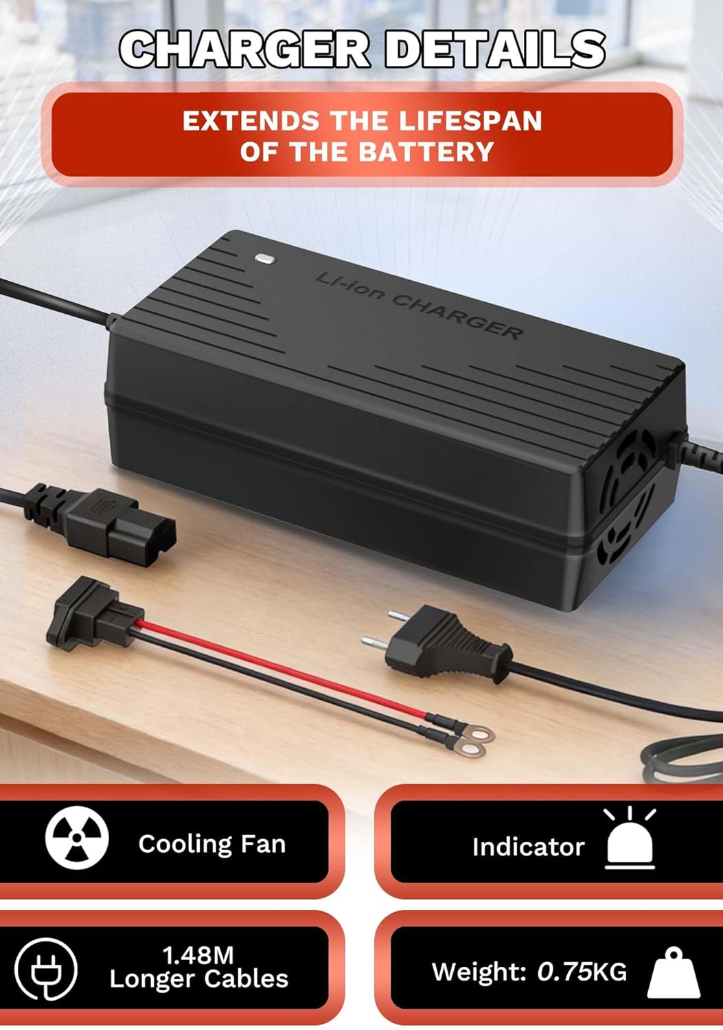 29,2V 10A Lithium Batterie Ladegerät für 24V(25,6) LiFePO4 Batterie, 24V AC-DC Lithium LiFePO4 Batte