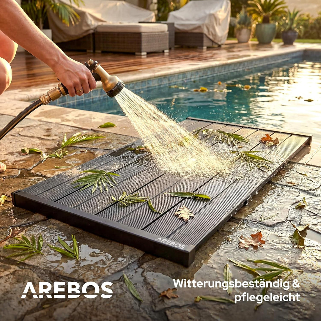 Arebos Bodenelement für Gartendusche & Solardusche | PVC Bodenplatte 101x57 cm | rutschfest & wasser