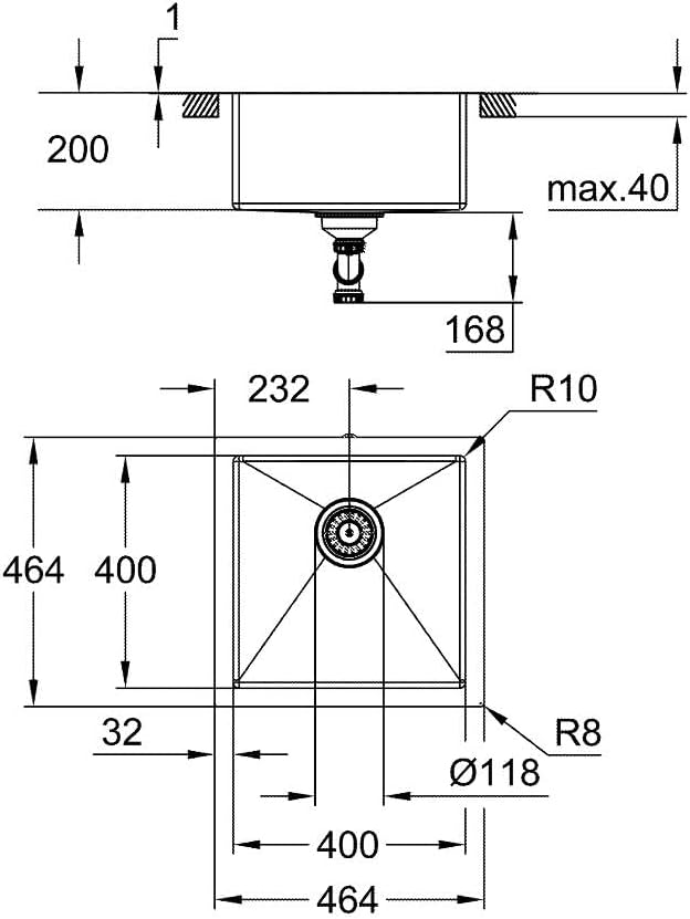 GROHE K700 | 1 Becken | Küchenspüle - Aufsatz- oder Unterputzmontage | inklusive: Ablaufgarnitur, Si