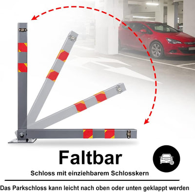 ACXIN 1 Stück Parkplatzsperre Klappbar Parkpfosten mit 3 Schlüssel Quadratisch Absperrpfosten mit Wa