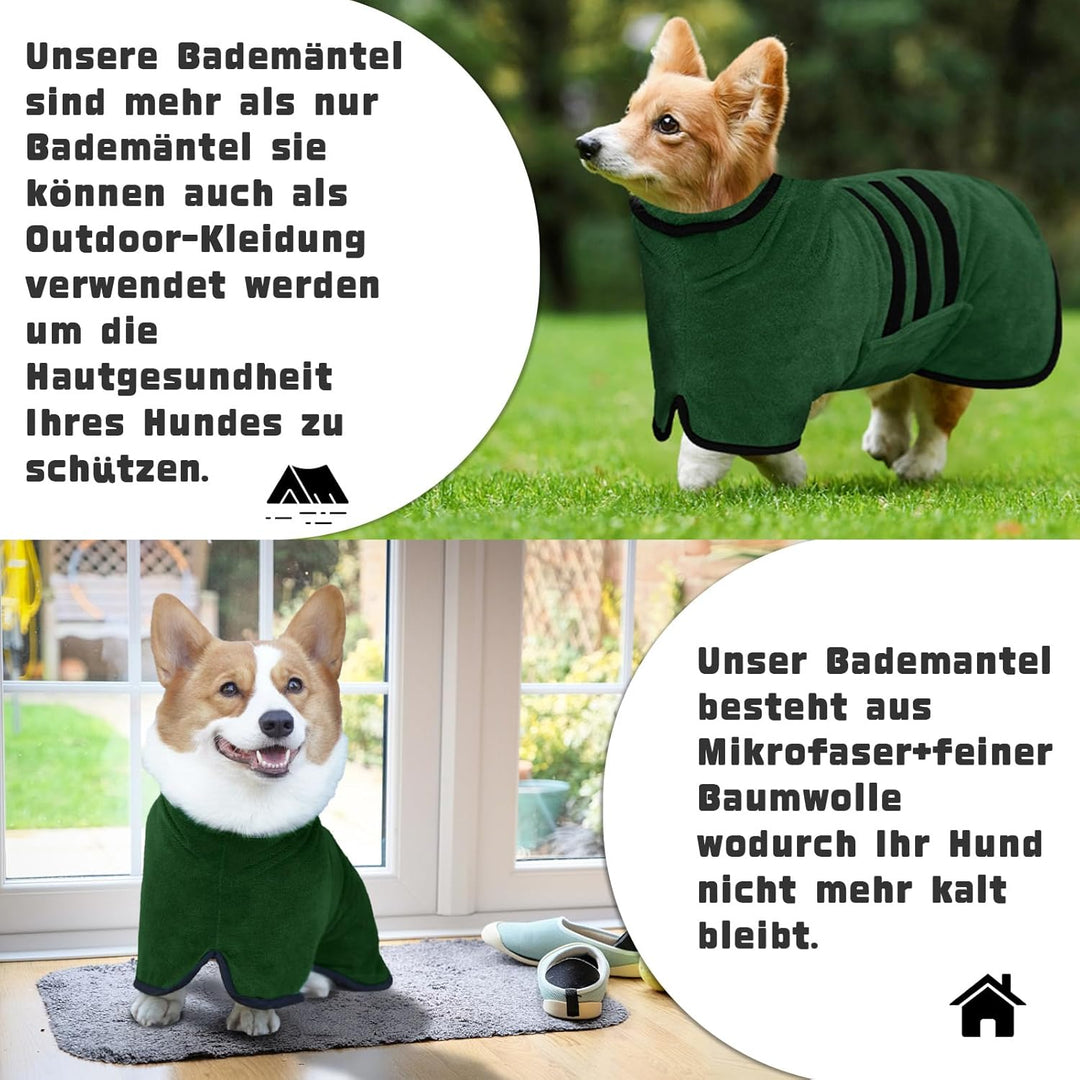 BASVII Hundebademantel aus Mikrofaser, Bademantel Hund Extra SaugfäHig und Schnell Trocknendes mit K