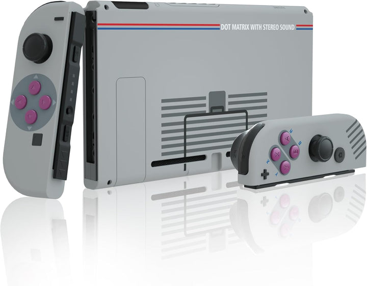 eXtremeRate Hülle Case für Nintendo Switch Joycon/Konsole, Rückgehäuse&Kickstand für Switch Console,
