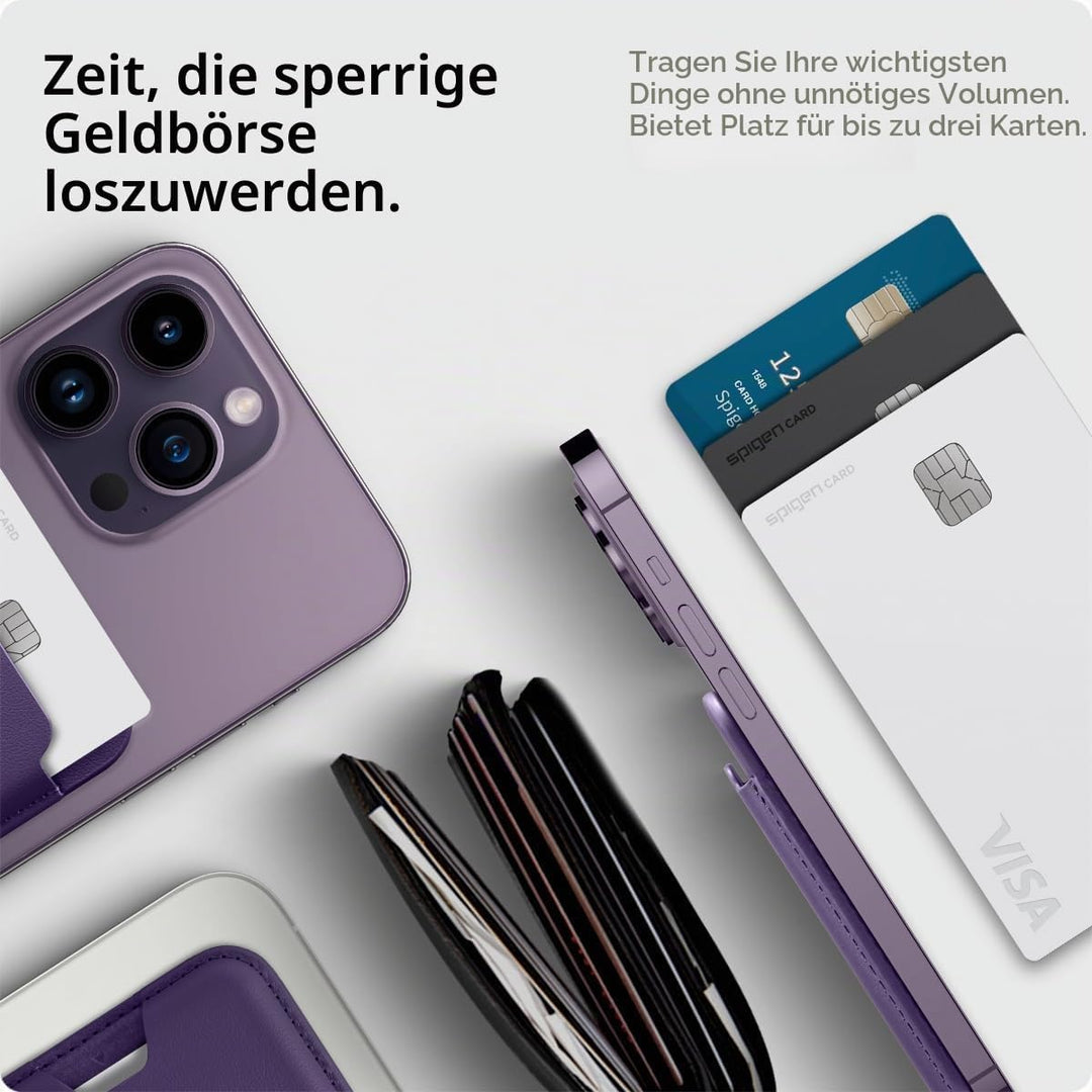 Spigen Valentinus MagFit Magnetischer Kartenhalter 3-Karten Kompatibel mit iPhone 15/14/13/12 Modell
