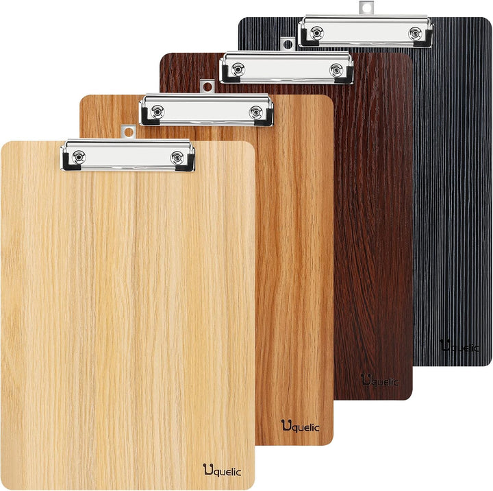Uquelic Klemmbrett/Schreibbrett/Clipboard A4-4Pcs Klemmbretter A4 Eleganz Luxus Holzmaserung Abgerun