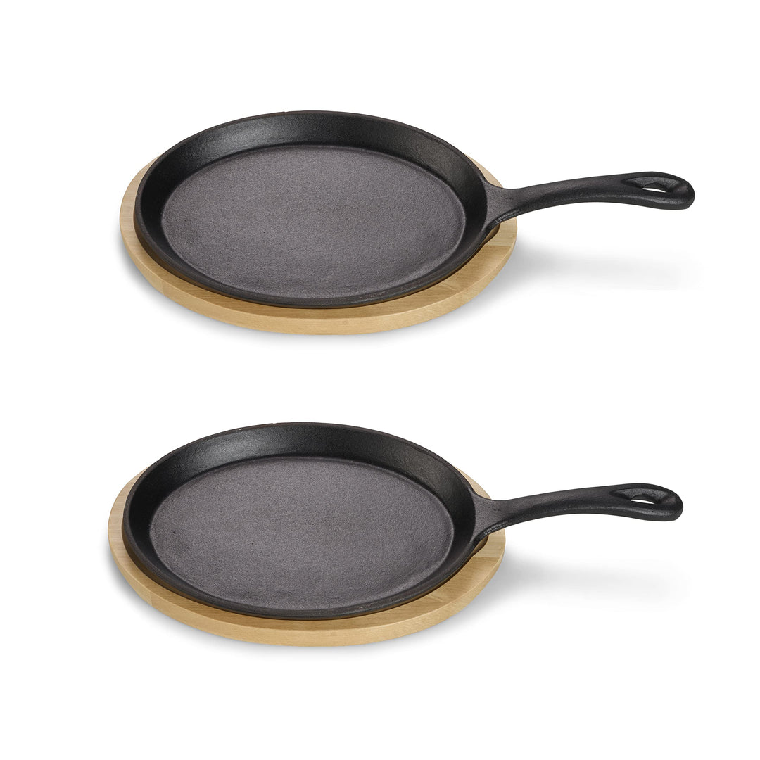ECHTWERK Servierpfanne aus Gusseisen, Mini Pfännchen mit Servierbrett, Kleine Grillpfanne, Bereits e