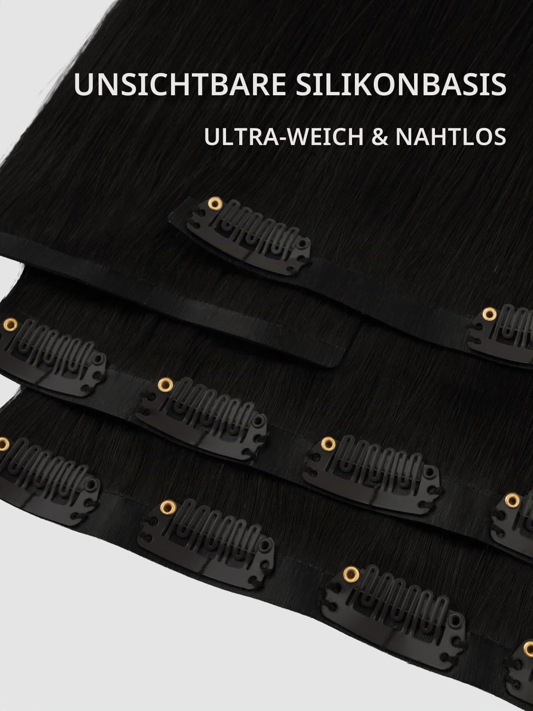 Nahtlose Clip In Extensions Echthaar, 50cm 7pcs 150g Tief Schwarz Echthaar Extensions Clip Remy Natü