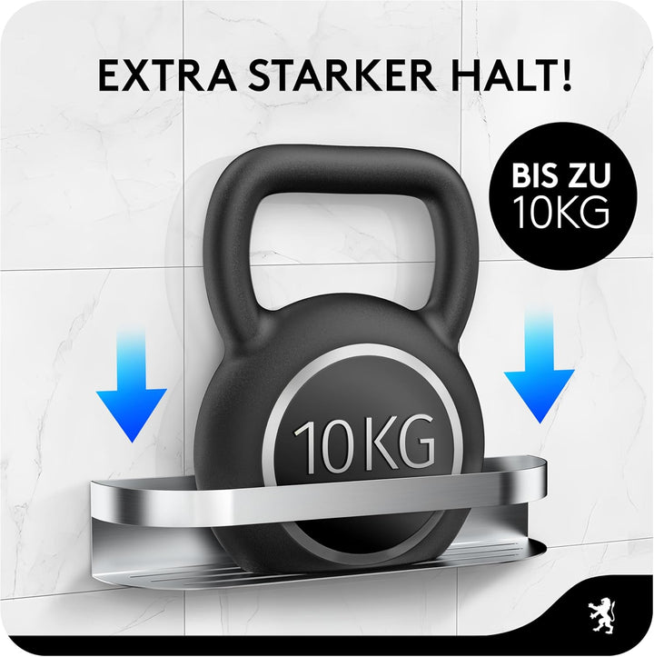 GUTTENBURG Duschablage ohne Bohren (38x8cm, 2200cm³) | klebt hochfest, 10kg Tragelast | gebürsteter