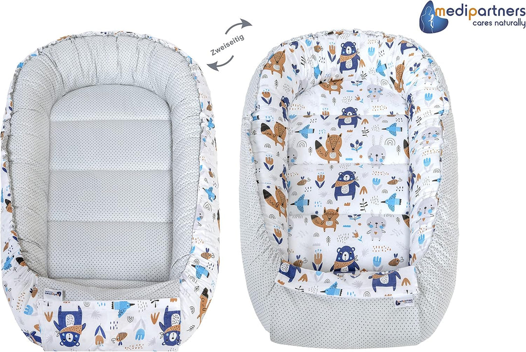 Medi Partners Babynest Kuschelnest Babynestchen 100% Baumwolle Nestchen Reisebett für Babys Säugling