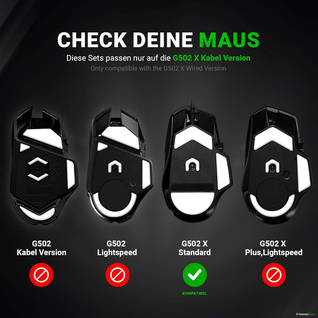 SensoryBoost DPS Glides (2er Set) kompatibel mit Logitech G502 X (Kabel Version) - Ultra Schnell, Ab