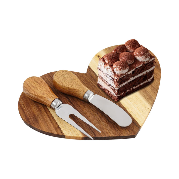 Käsebrett Servierbrett Holz Herzform 18er Set Mit Besteck | Aus Akazienholz,Mit Geschenkbox,Für Käse