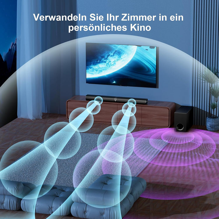 GarageRock Soundbar mit Subwoofer, 110W Surround Sound System mit Deep Bass&amp;Auto Volume Boost&amp;3 EQ M