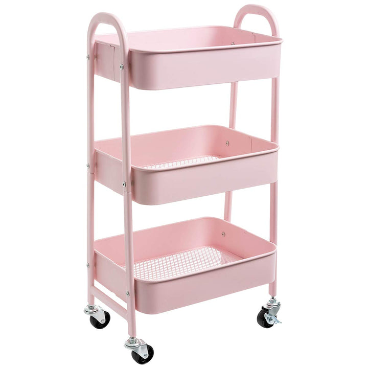 DOEWORKS Aufbewahrungswagen 3-Etagen Metall Utility Cart Rollwagen Organizer Wagen mit Rädern für Kü
