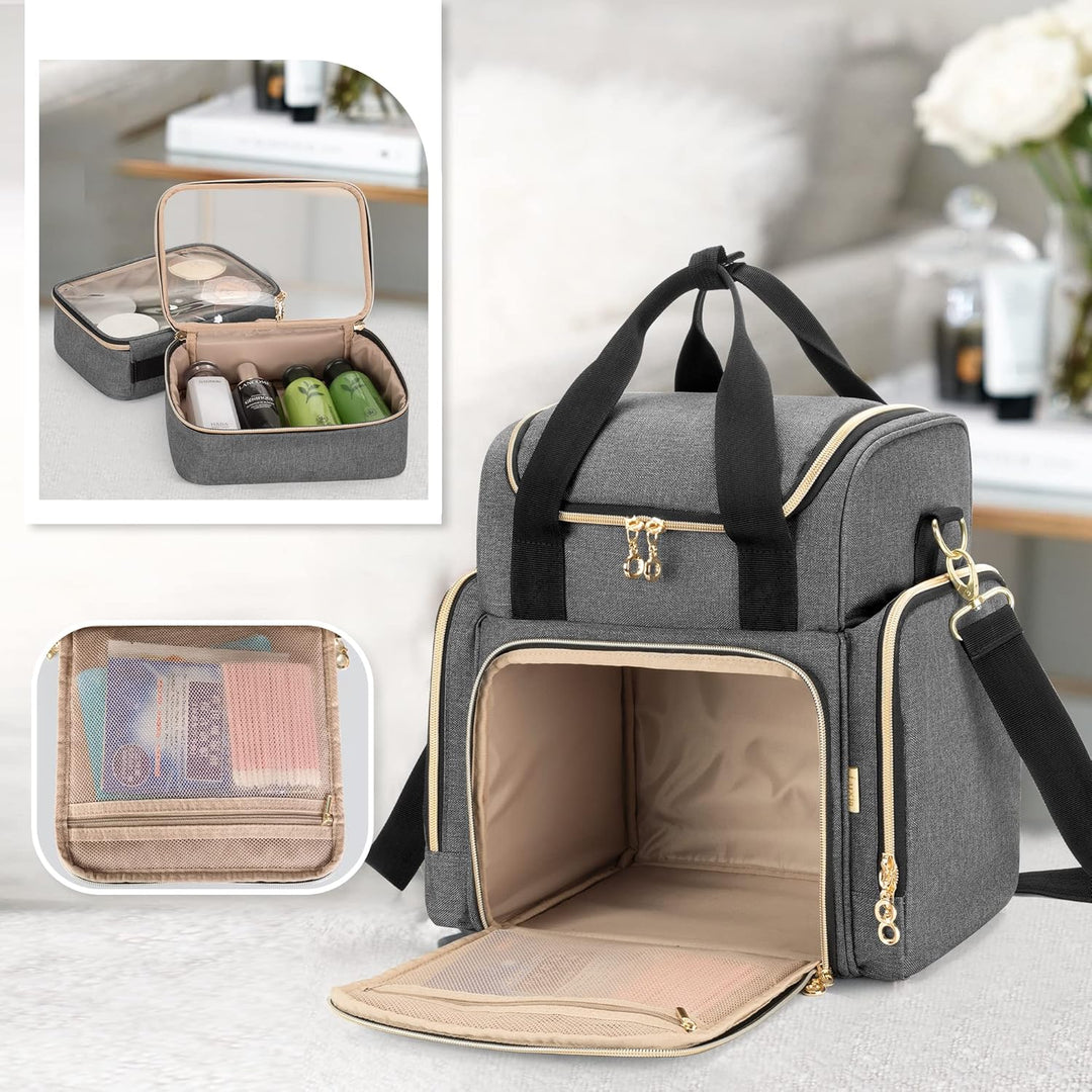Luxja Kulturtasche Damen, Make Up Organizer Tasche, Kosmetikkofffer für Make up, Kosmetiktasche zum