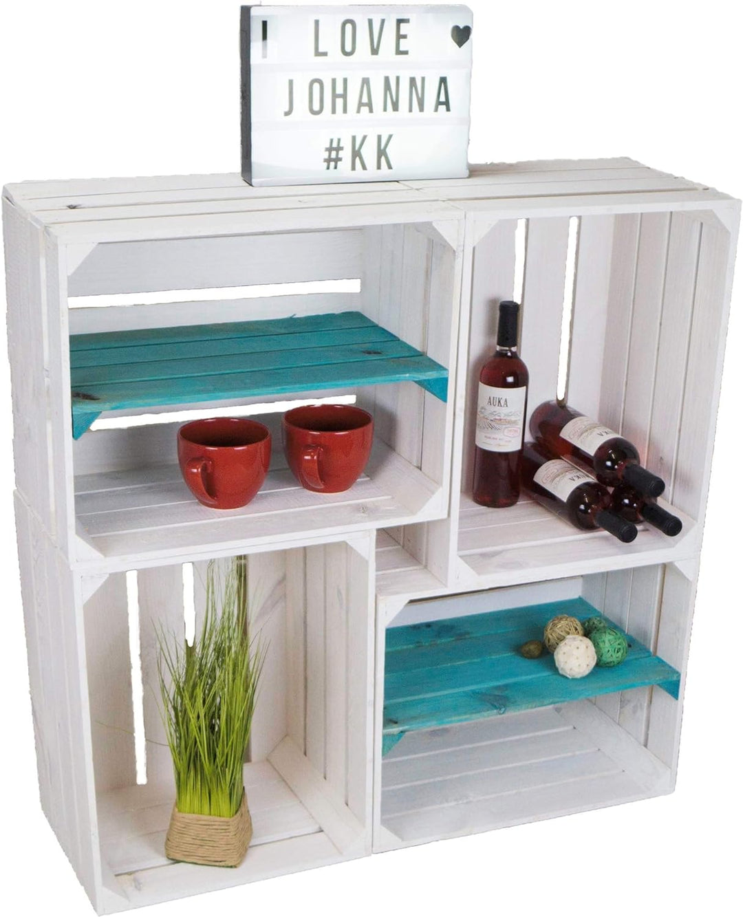 4er set massive Obstkiste Apfelkiste Weinkiste aus dem Alten Land +++ 50 x 40 x 30 cm (NEU WEISS 2 x