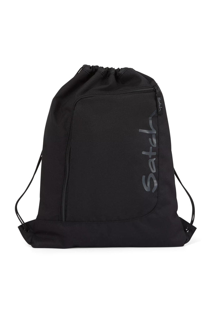 Satch Sportbeutel Blackjack - Schwarz | Turnbeutel für Mädchen und Jungen mit Reissverschlussfach, 1