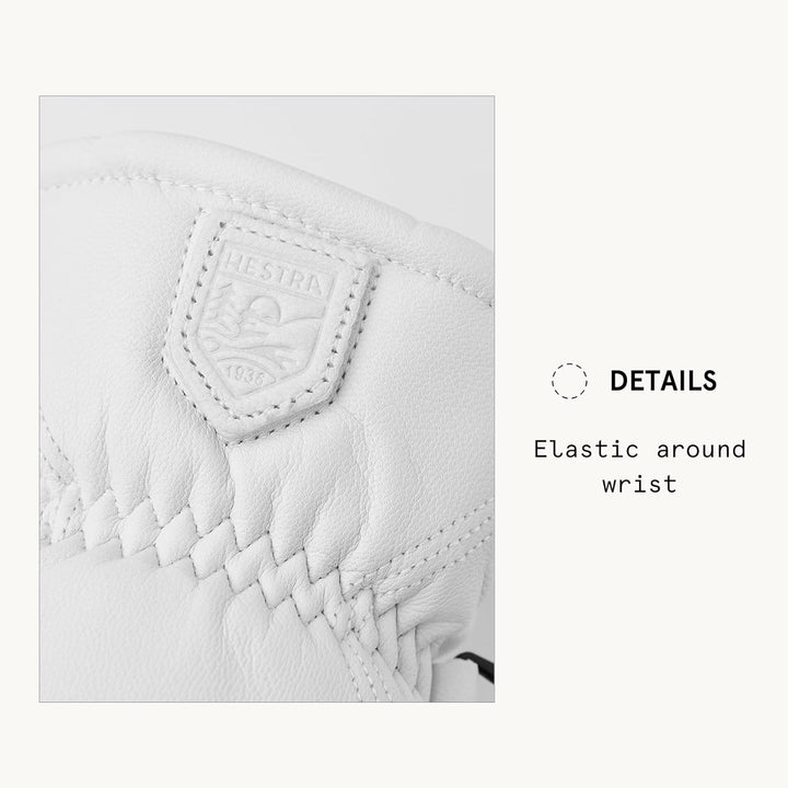 Hestra Winter-Skihandschuhe: Herren und Damen Leder-Box-Fäustlinge für kaltes Wetter Gebrochenes Wei