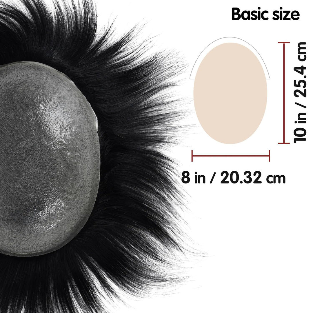 Lordhair Perücke für Herren, Toupet Herren aus natürlichem Echthaar, 0,08 mm vorn, 1/2 Zoll, V-loope