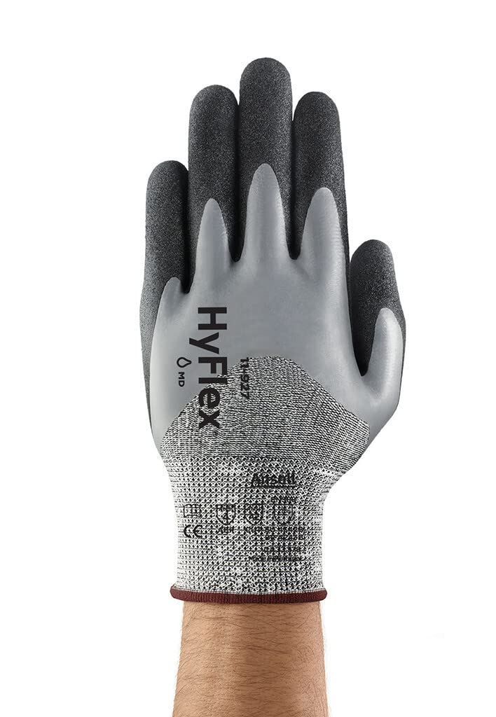 Ansell HyFlex 11-927 Öl abweisende Handschuhe, Mechanikschutz, Grau, Grösse 11 (12 Paar pro Beutel)