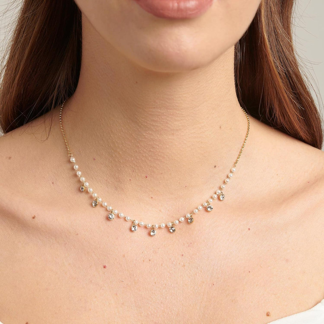 Brosway Chant BAH84 Steel golden Crystals and Pearls Woman Necklace