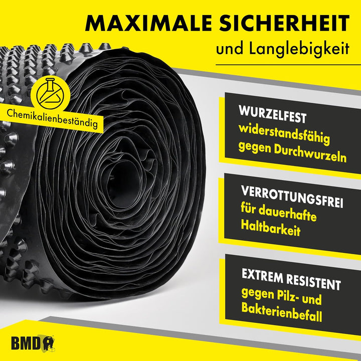 BMD Noppenbahn | 1m x 20m | 4 Grössen | Hochbeetfolie ohne Weichmacher | Noppenfolie für den Grundma