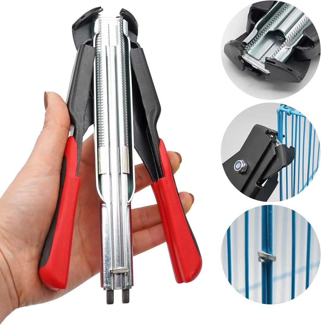 MOGOULUA Hog Ringzangen Set Haustierkäfig Zange mit 2500 Stück Zaunzange Ringe C-Typ Clip Automatisc