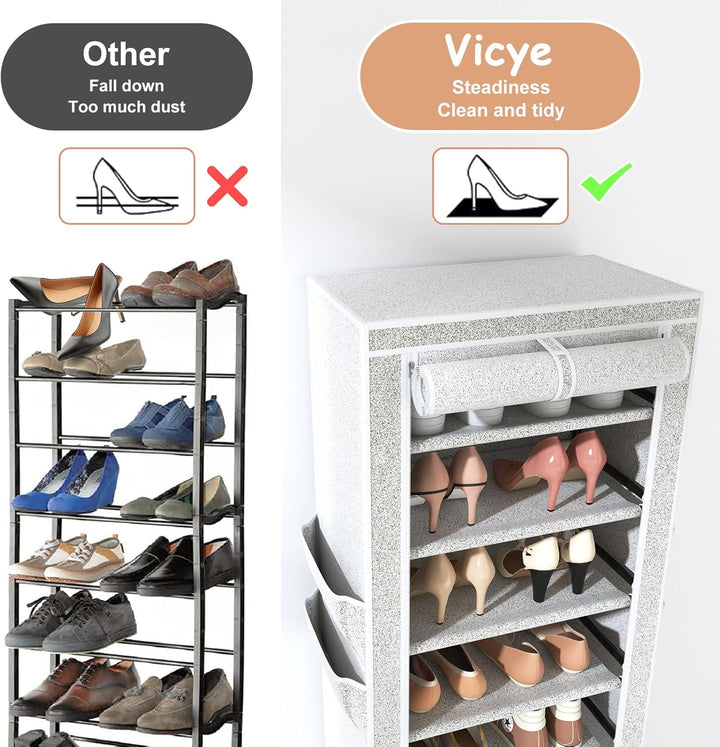 Schuhregal mit 11 Ebenen, Schuhschrank Stoff für 20-22 Paar Schuhe, Schuhregale Schmal und Hoch mit