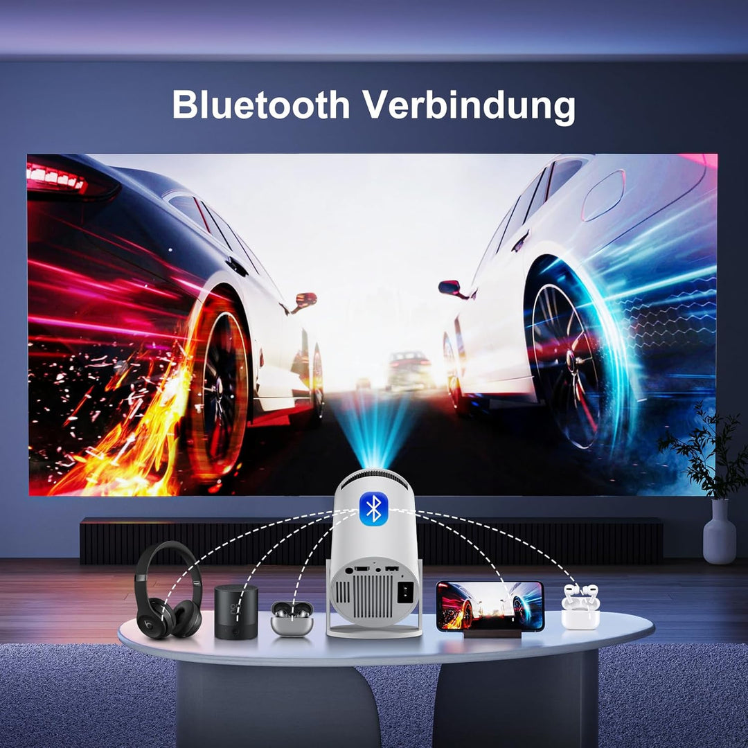Salange Mini Beamer,Unterstützt 4K Mini Projektor WiFi 6 BT5.2,Projektor Android OS 11.0 Beamer 4k H