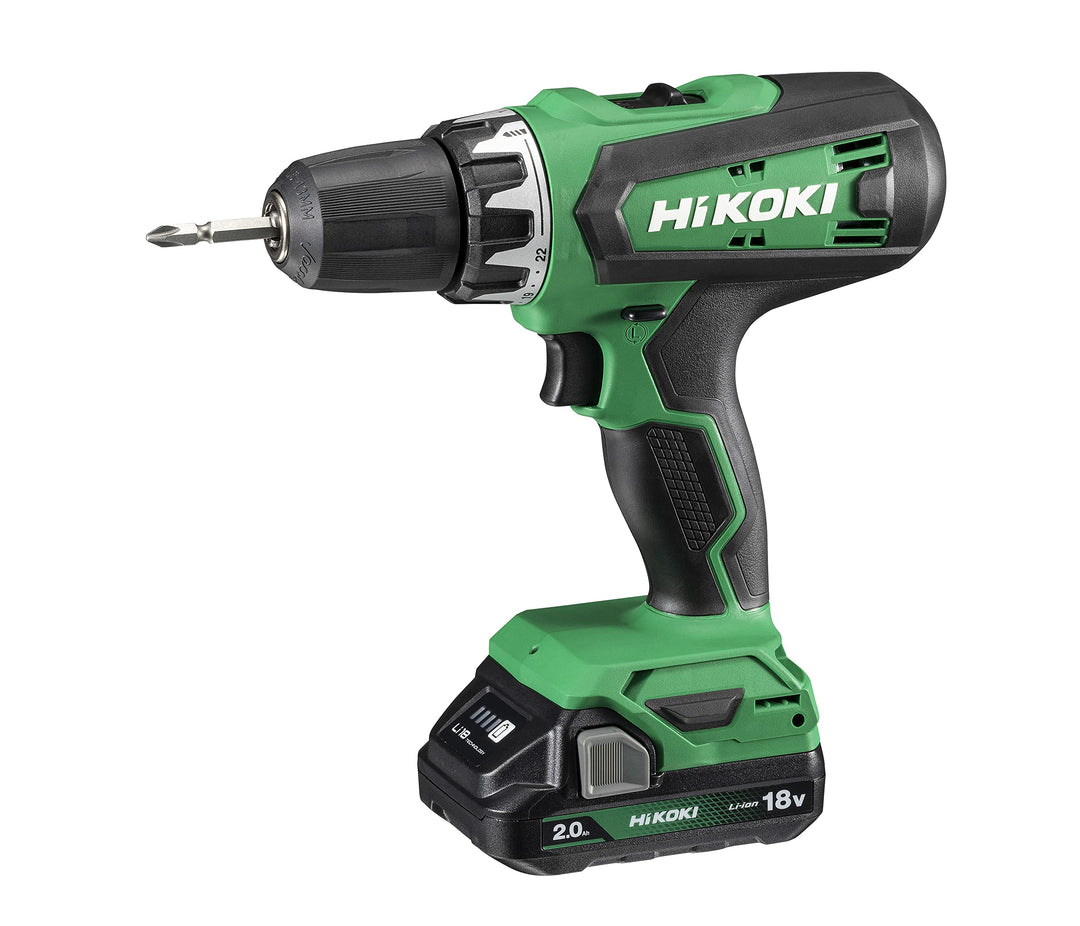 HiKOKI Akkuschrauber DS18DF (Li-Ion, 18 V, 2 Gang, 53 Nm, LED-Licht, Koffer, inkl. 2 x 2.0 Ah Akku u