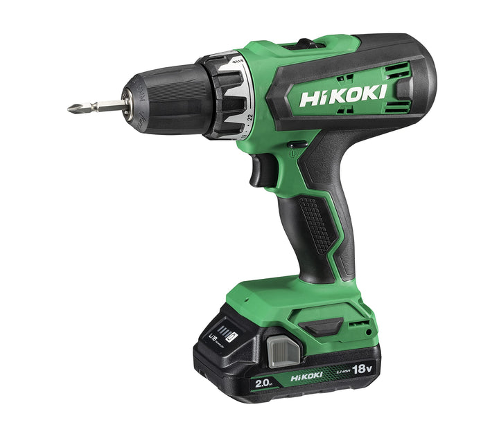 HiKOKI Akkuschrauber DS18DF (Li-Ion, 18 V, 2 Gang, 53 Nm, LED-Licht, Koffer, inkl. 2 x 2.0 Ah Akku u