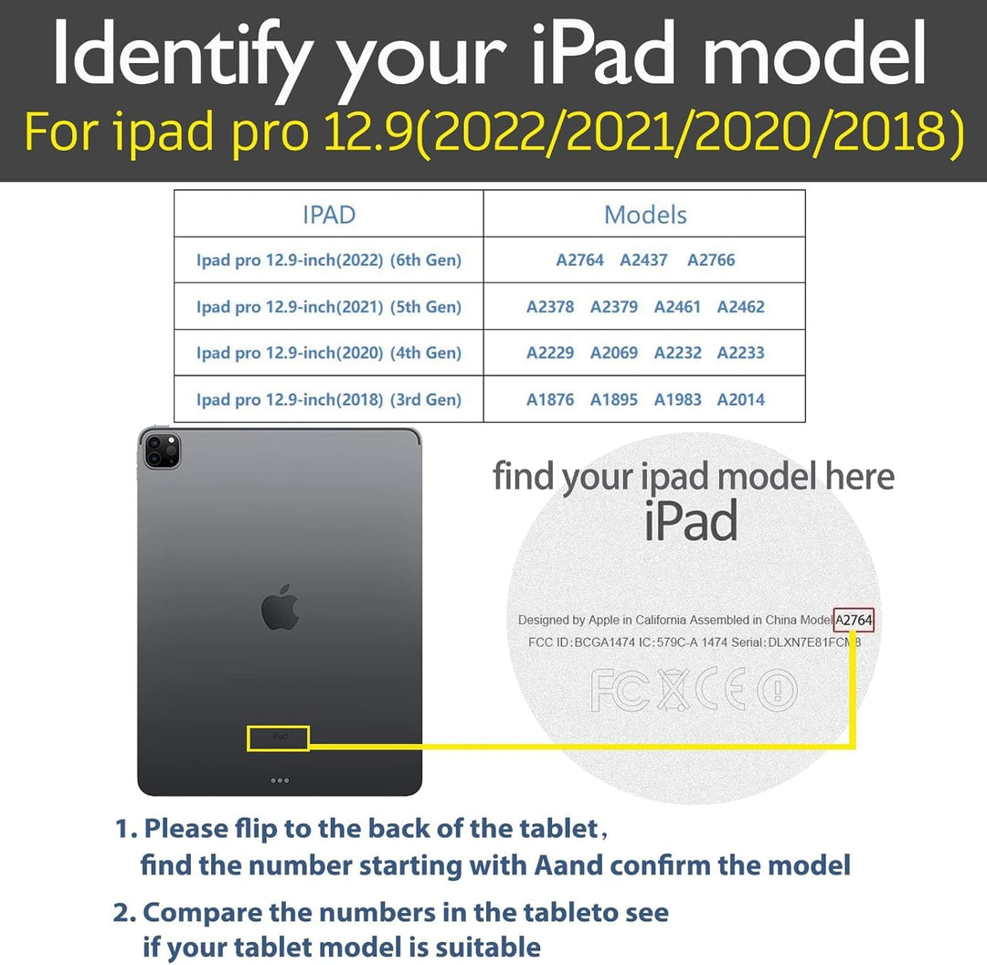 Gexmil Hülle für iPad Pro 12,9 Zoll 6./5./4./3. Generation 2022/2021/2020/2018 Echt Leder Hülle mit