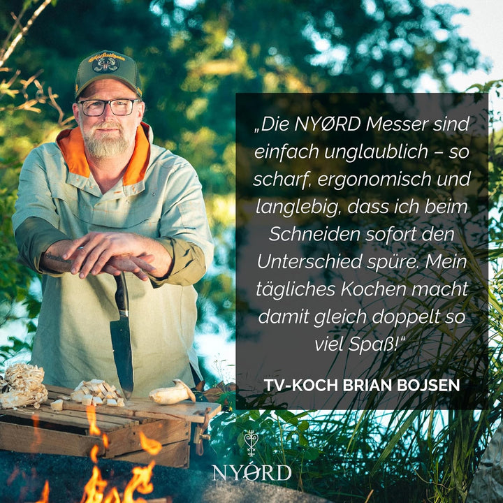 NYORD Damast Universalmesser, Kochmesser mit ultrascharfer Damastklinge, Allzweckmesser mit ergonomi