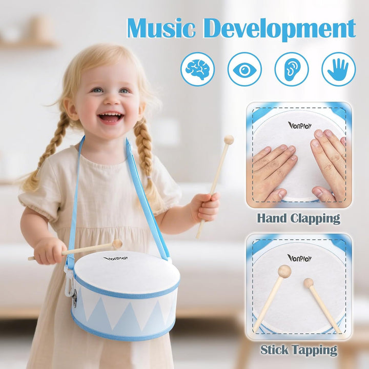 Musikinstrumente Kinder Trommel 6 in 1 Holzspielzeug Trompete Kindertrommel Montessori Spielzeug Bab