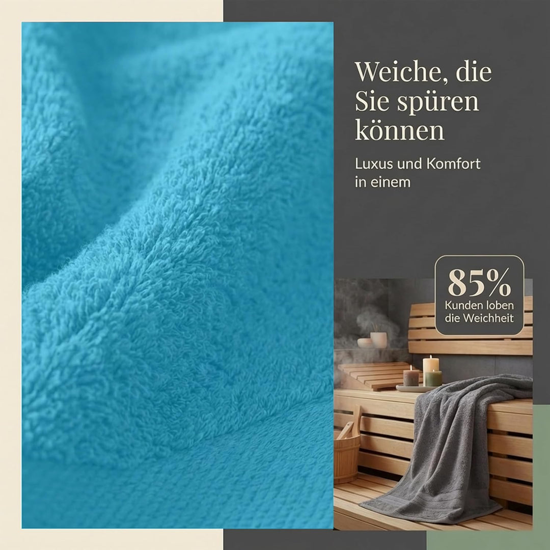 Komfortec 2er Saunatuch Set 80x200 cm aus 100% Baumwolle, XXL-Saunatücher, Sauna Handtuch, Weich, Gr