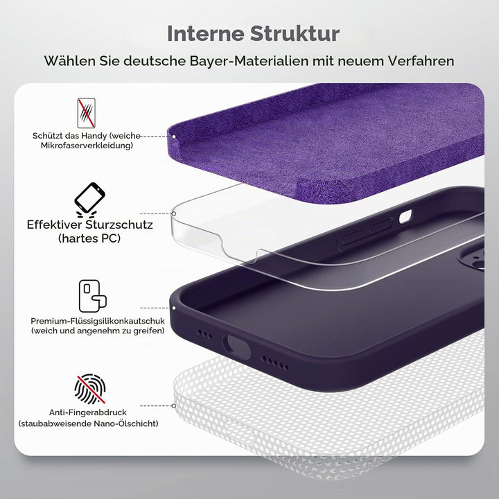 GOODVISH 3 in 1 Hülle Kompatibel mit iPhone 14 Pro - mit 2 Stück Schutzfolie | Silikon Handyhülle |