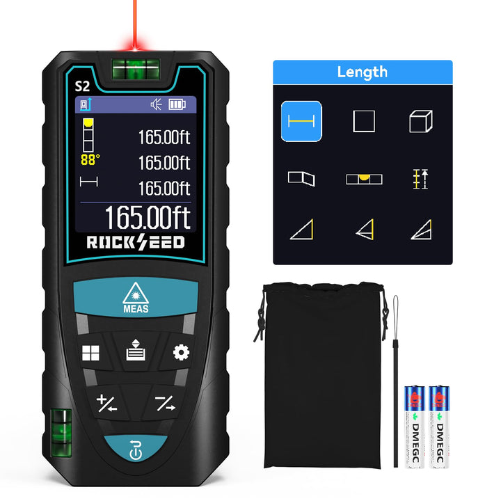 RockSeed Laser-Entfernungsmesser 50m, Drehbarer Farb-Bildschirm,5 Einheiten | 12 Messmodi, Elektroni