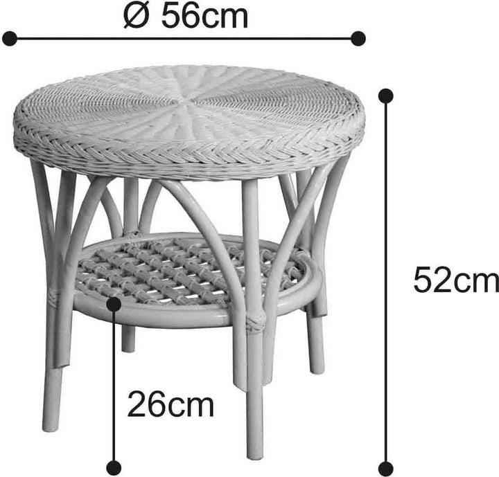 Rattan-Tisch/Beistelltisch Rund/Couchtisch Rattantisch Ablage (Bordeaux Rot)