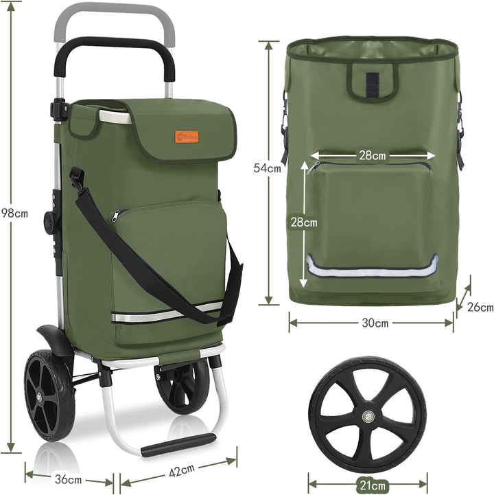 Sekey Einkaufstrolley klappbar 3in1, XXL Einkaufswagen faltbar mit Kühlfach, Trolley mit Schultertas