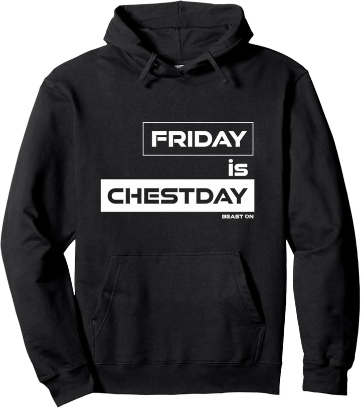 Friday is Chestday | Brust Freitag | Gym Motivation Fitness Pullover Hoodie