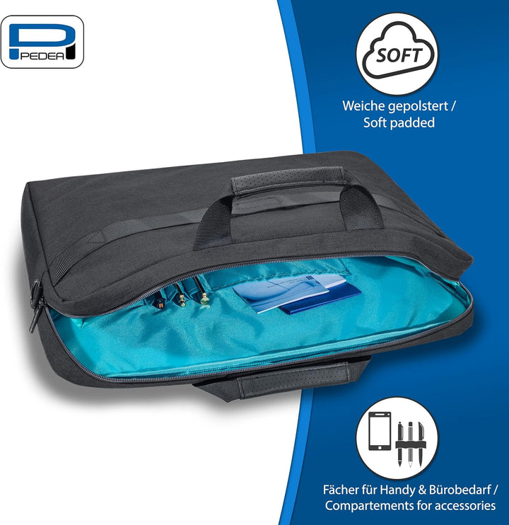 PEDEA Laptoptasche Lifestyle Schwarz 17,3 Zoll mit Maus, Schwarz 17,3 Zoll mit Maus