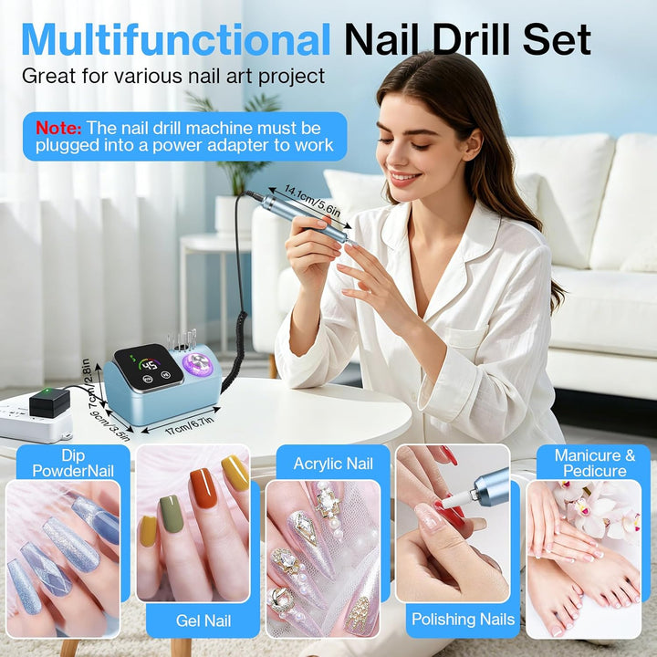 Cadrim Nagelfräser, 45000 U/min Nagelfräser für Gelnägel, Elektrische Nagelfeile Maniküre Pediküre S