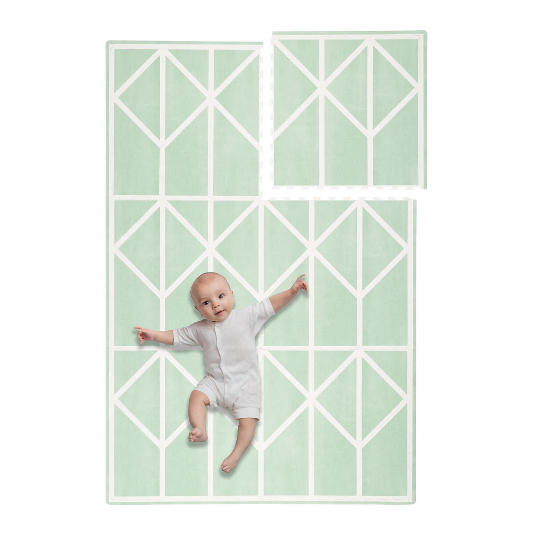 Krabbelmatte von Toddlekind |Spielmatte in Premium Qualität Extra Dicke, Abwischbare Puzzlematte Grü
