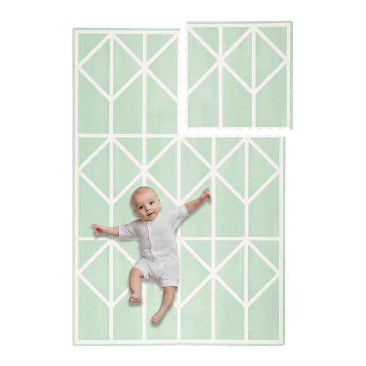 Krabbelmatte von Toddlekind |Spielmatte in Premium Qualität Extra Dicke, Abwischbare Puzzlematte Grü