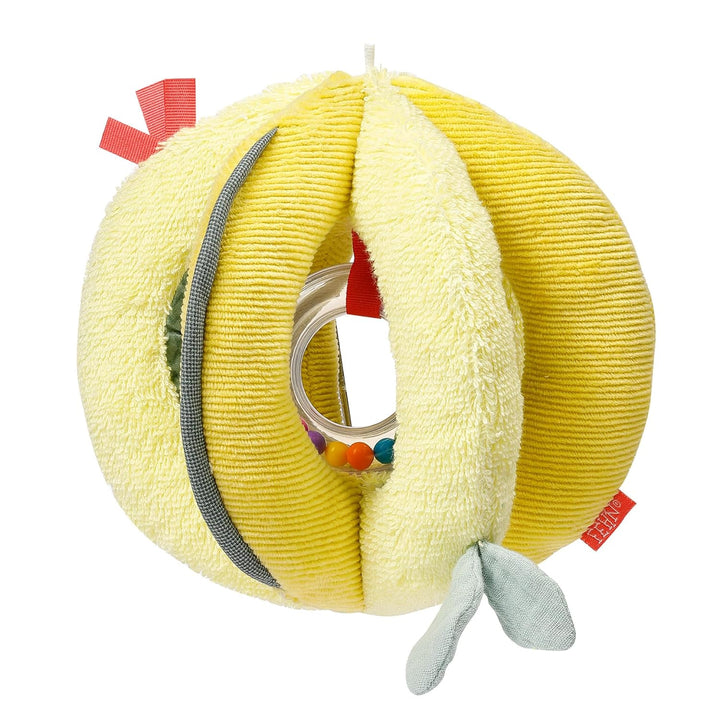 Fehn Activity Greifball Happy Dino - Spielball mit Rassel, Raschelpapier & Quietsche - Ball Babyspie