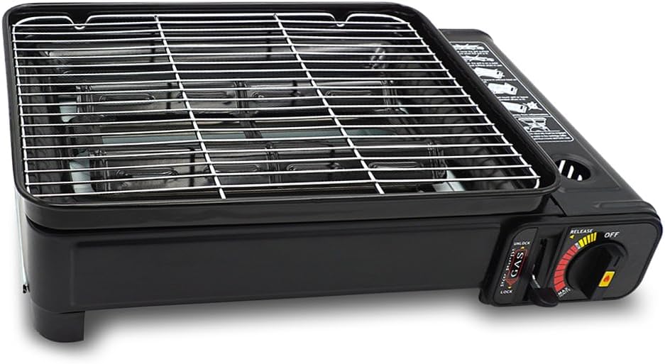 Camping Grill Set - Tragbarer Grill mit Grill, Grillpfanne, Grillpfannen-Clip - Tragbare Campingpfan