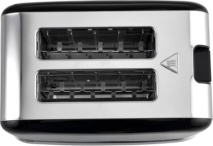 grossag TA 28.07, 2-Scheiben Edelstahl-Toaster, schwarzes Retro Metallic-Design, stufenlose Bräunung