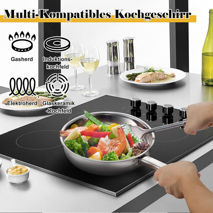 Hunnycook Topfset Induktion - 15-teilig, Starkbodig Edelstahl Töpfe Set, Inklusive Kochtöpfe, Bratpf